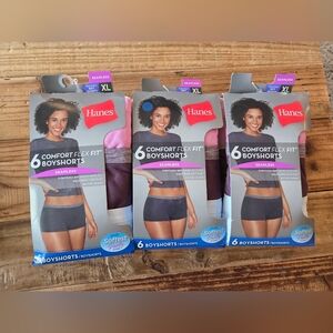 3 PACK BUNDLE Hanes Comfort Flex Seamless Boyshort Underwear 6 Pack Size XL NWT